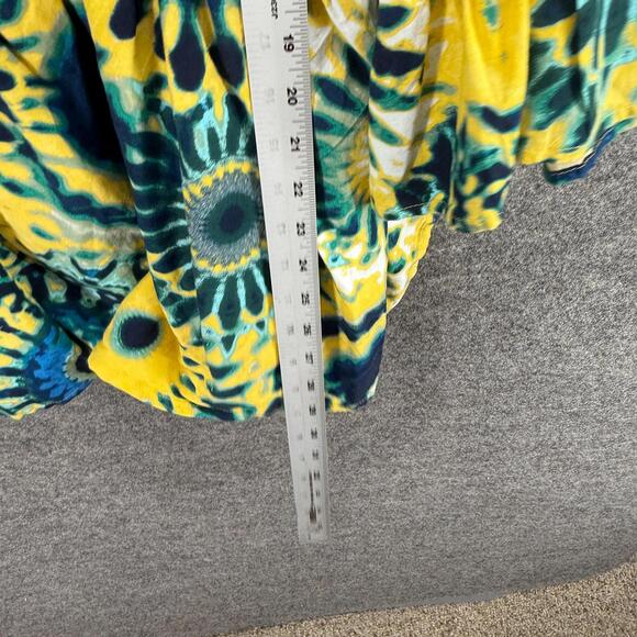 Terra & Sky Blouse Women 2X Plus Yellow Geometric 3/4 Sleeve Square Neck Cotton - Picture 6 of 7